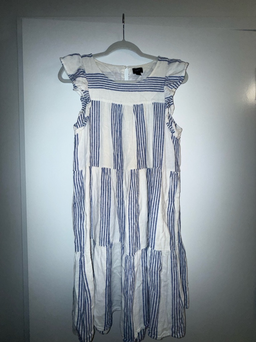J. Crew Blue and White Striped Midi Dress
